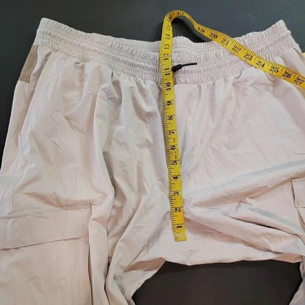 Zella Mens Activewear Cargo Pants Beige Two Tone XL Drawstring NEW Gym Workout